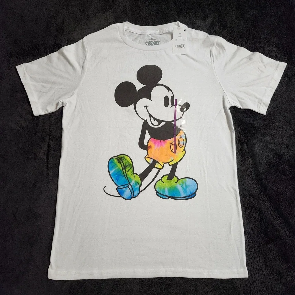 Disney Mickey Mouse Tie-Dye T-Shirt Size Youth XL White Short Sleeves NEW!